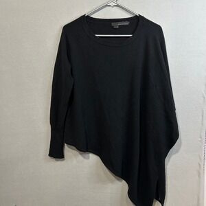 Black Asymmetrical Hem Knit Sweater 100% Cashmere Women's Size Small‎ Luxurious